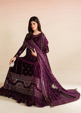 Velvet Vogue By Jazmin Luxury Formals Embroidered Velvet 3 Piece Unstitched Suit JZ25VVLF D-VVF-01